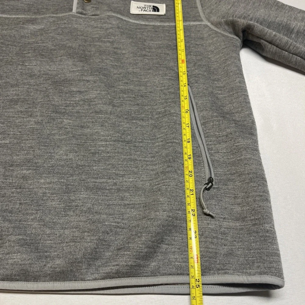 The North‎ Face Wool Sherpa Gray Fleece Lined Quarter Snap Pullover Men's Medium